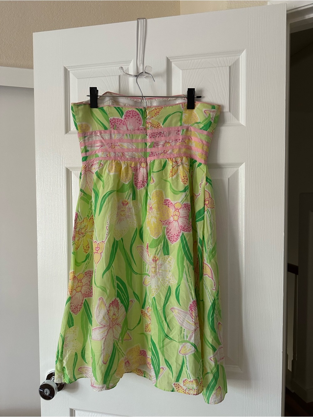 Lilly Pulitzer Lime Green Strapless Floral Sundress with Pink and Yellow Accents - Picture 2 of 7